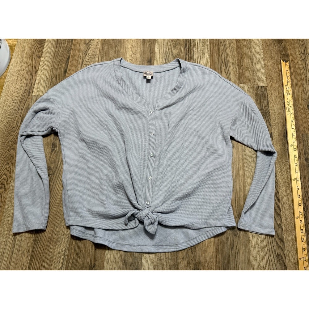 Como Vintage Shirt, Women's Size Large, Gray, Button Up, Front Tie
